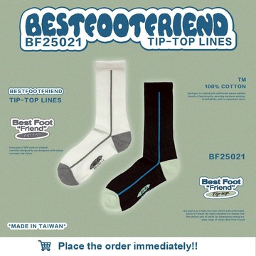 【逢甲 FUZZY】Best Foot Friend Tip-Top Lines 頂端線條 BFF 襪子 BF25021