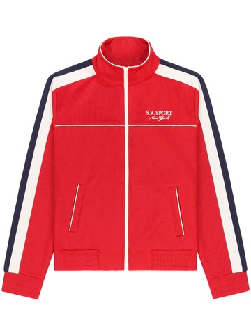 Sporty & Rich - stripe-detail zip-up track jacket - unisex - Polyester/Cotton - M - Red