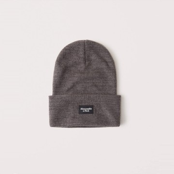 A&F 麋鹿 經典文字設計舒適保暖毛帽-深灰色