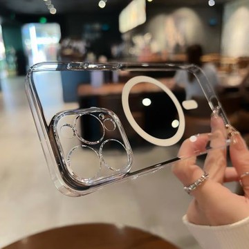 適用蘋果16手機殼新款超薄冰晶磁吸硬殼iPhone15promax鏡頭全包14防摔保護套13無線充電16pm簡約時尚高級感