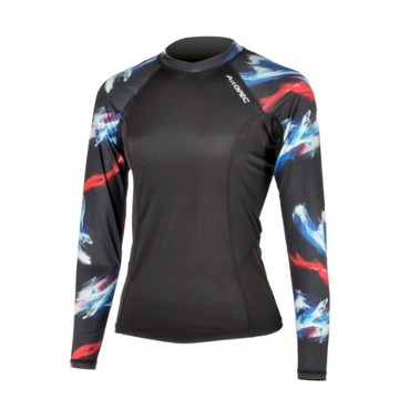 【【蘋果戶外】】AROPEC 亞洛沛 台灣製 專業四針剪裁 女用長袖萊克衣 黑/羽毛印花 水母衣防晒衣 SS-5K88W-BK/P1