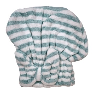 蝶結少女 珊瑚絨鬆緊乾髮帽 - 綠色 80%聚酯纖維 20%彈性纖維  1個