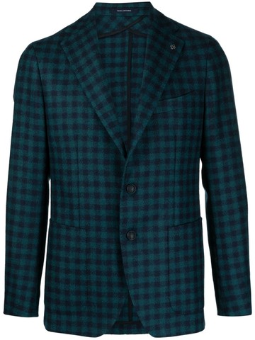 Tagliatore - check-pattern single-breasted blazer - men - Virgin Wool/Cupro - 46 - Blue