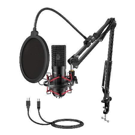 FIFINE USB Gaming Microphone Set with Flexible Boom Arm Stand Pop Filter, Plug and Play with PC Desktop Laptop Computer, Streaming Pod（並行輸入品）