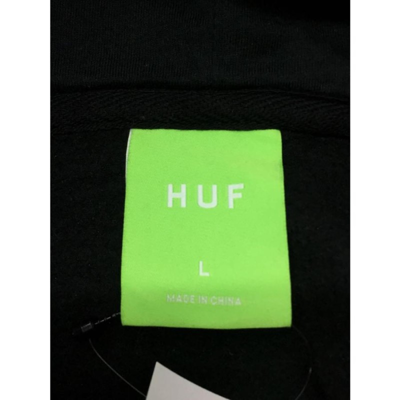 HUF◇22aw/SIDELINE HOODIE/パーカー/L/コットン/BLK/無地/FL00190