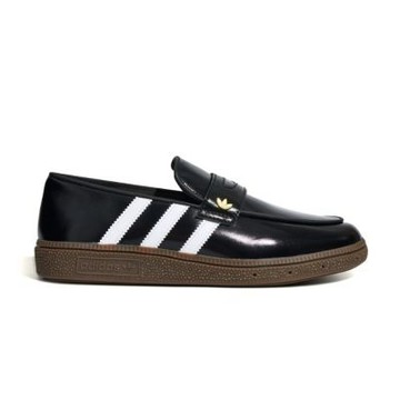 W Adidas Originals 樂福鞋 黑亮皮三線焦糖底 復古 漆皮 亮面 休閒鞋 女鞋 LC3903