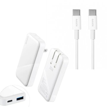 KINYO 35W GaN氮化鎵超薄型雙孔QC/PD充電器+Type-C To Type-C快充線 1M(iPhone15.iPhone16適用)