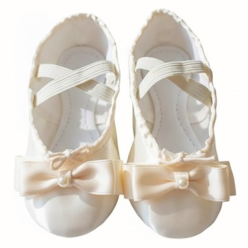 aterreballet 女童緞帶珍珠芭蕾舞鞋  20.0cm  象牙白