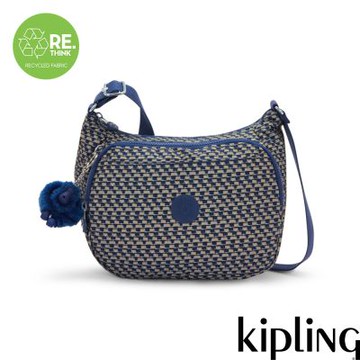 Kipling 藍米格紋雙層側背包-CAI