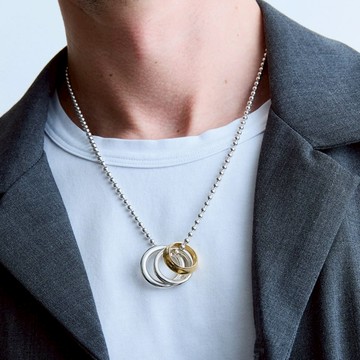 巴黎 Sapias VARIATIONS 三環紋理項鍊 銀