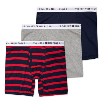 Tommy Hilfiger 舒適長版文字貼身四角內褲三件組-混色