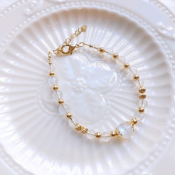 月亮石 療癒美人 天然石水晶手鍊 優雅氣質 誕生石 淨化能量