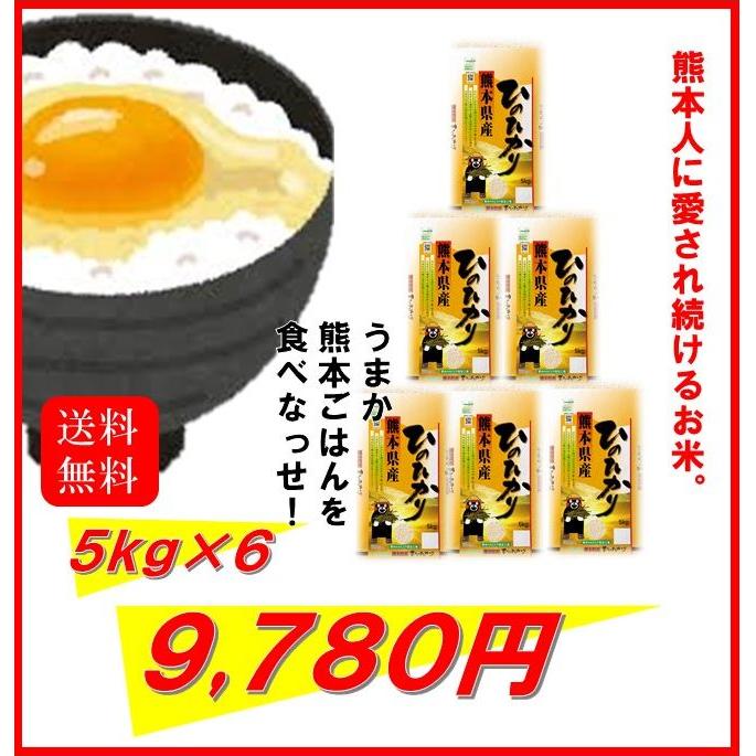 新米　米　お米　３０ｋｇ（５ｋｇ×６）　くまモン　熊本県産　ひのひかり　令和５年産　送料無料