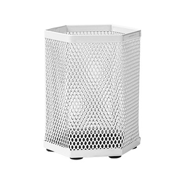 得力Deli六角形拉網筆筒/PK910/白色/90x80x100mm