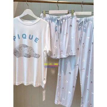 (免運)日本GP gelato pique夏莫代爾睡衣女可愛海豹印花短袖家居服套裝