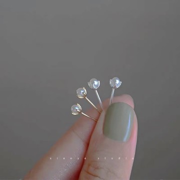 耳饰耳環耳釘2對裝四爪珍珠小巧耳釘女耳環 耳飾簡約免摘耳釘【淘夢屋】