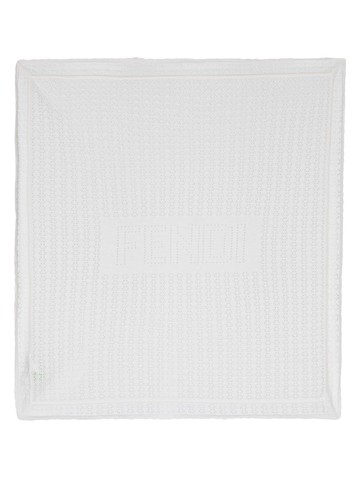 Fendi Kids - pointelle-knit scallop blanket - kids - Cotton/Cashmere - One Size - White