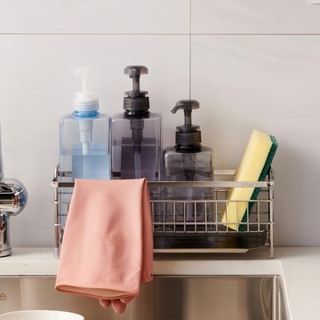 Purecell 高級全不鏽鋼30cm加寬菜瓜布瀝水架  1個  銀色