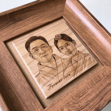 客製化烙畫 - 二個人像款