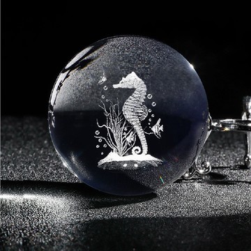 ALL SPLENDID 海馬 水晶球 6cm + USB實木燈座 7 x 2cm  暖光色