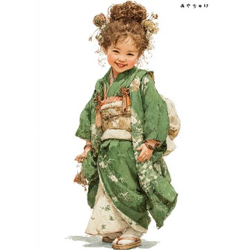 【12月新品4】07-114-0394 人物貼紙 和服復古