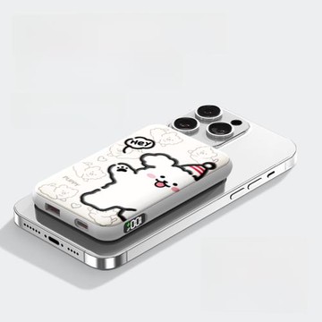 磁吸充電寶新款適用蘋果15無線充電MagSafe移動電源女Mate60大容量快充Pura70ultra超薄便攜iPhone14線條動物