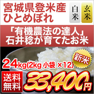 新米 令和5年(2023年)産 有機JAS認定 有機米の達人 石井稔さんのひとめぼれ 24kg(2kg×12袋)