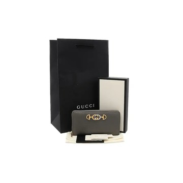 GUCCI 570661 ZUMI 雙色拉鍊長夾長款錢包
