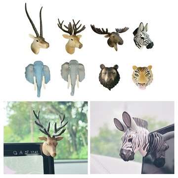 洛陽牡丹 可愛PVC擺件創意野生動物頭冰箱貼 桌面 牆壁卡通裝飾品擺件