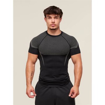 亞馬遜外貿男士短袖GYM運動健身跑步訓練服彈力時尚印花圓領T恤