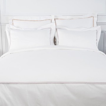 克萊歐刺繡500織埃及棉被套雙人 晨白