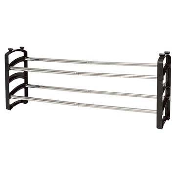 伸縮鞋架 2層 塑膠 不鏽鋼 長44.5~83.3x寬18x高33cm  金屬銀  1個