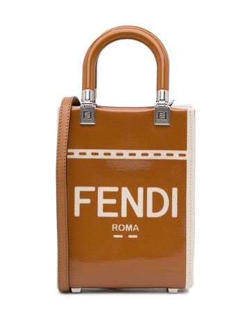 Fendi Pre-Owned - 2010-2022 Pre-Owned Fendi Mini Sunshine Shopper Tote satchel - women - Canvas/Patent Leather - One Size - Brown