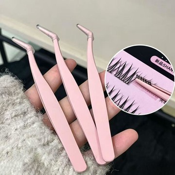 🔥熱銷爆款🔥新品防粘膠粉色少女心金羽夾免膠假睫毛專用鑷子新手推薦出遊妝容✨好物甄選