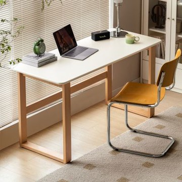 源氏木語暖白奶油風實木書桌1MY56X09-(H014398371)