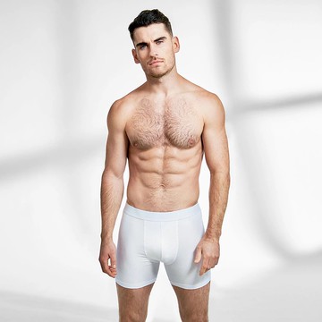 三件組 - Boxer Brief Extra Long 有機棉男用長版四角內褲 - 白