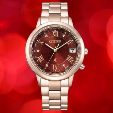 CITIZEN 星辰 xC系列 CB1138-62W 代言廣告款台灣限定 櫻花粉紅金光動能電波腕錶 36.0mm