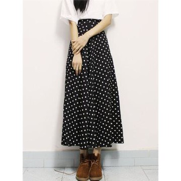 黑色波點半身裙魚尾裙女夏2025新款高腰遮胯顯瘦到腳踝長裙a字裙