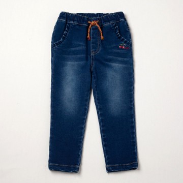 PIPPY束口彈性牛仔長褲-藍色