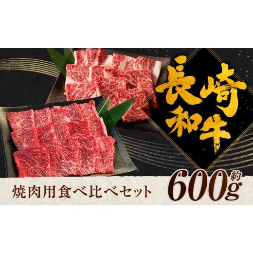 ふるさと納税 長崎県 時津町 長崎和牛 焼肉用 食べ比べ （ カルビ 300g ロース300g ） 約600g 和牛 焼肉