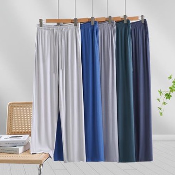 莫代爾男士睡褲夏季薄款寬松大碼直筒褲家居褲休閑褲透氣大碼長褲