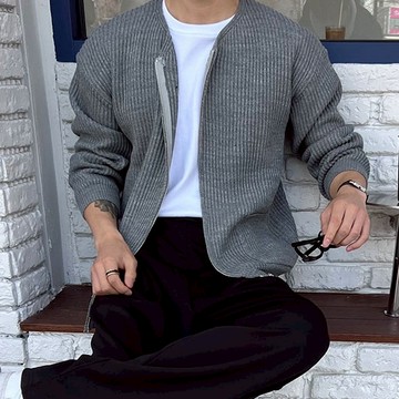 正韓V領針織口袋雙拉鍊夾克外套 3色 YUPPIE 預購出清