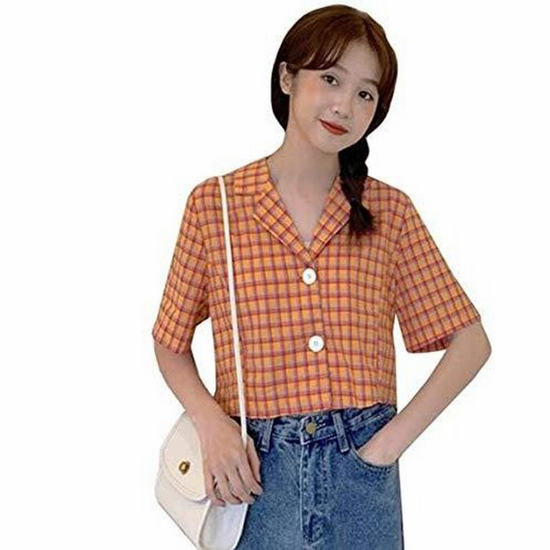 Taishan シャツ レディース 半袖シャツ 夏服 レディース カジュアルシャツ ブラウス スーツネック チェック柄 通販 Lineポイント最大0 5 Get Lineショッピング