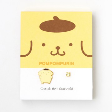 [採用施華洛世奇水晶/銀針] 布丁狗耳環 / Pom Pom Purin Earring