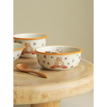 藍蓮花茉茉兔8寸面碗高腳網紅一人食餐具陶瓷創意家用面條碗大號