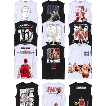 潮流灌籃背心男士夏季卡通高手動漫櫻木花道潮牌純棉無袖t恤男裝