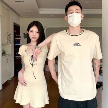 情侶裝夏季一裙一衣ins超火網紅設計感小眾韓版短袖t恤七夕高級感
