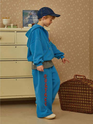 Cotton Blend Elastic Waist Tree Pants [Blue]