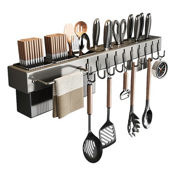 小熊 壁掛刀架 兩筷桶 40cm 櫥櫃收納  槍灰色  1個