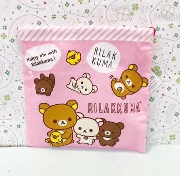 【震撼精品百貨】Rilakkuma San-X 拉拉熊懶懶熊~拉拉熊縮口袋-粉對話#70581